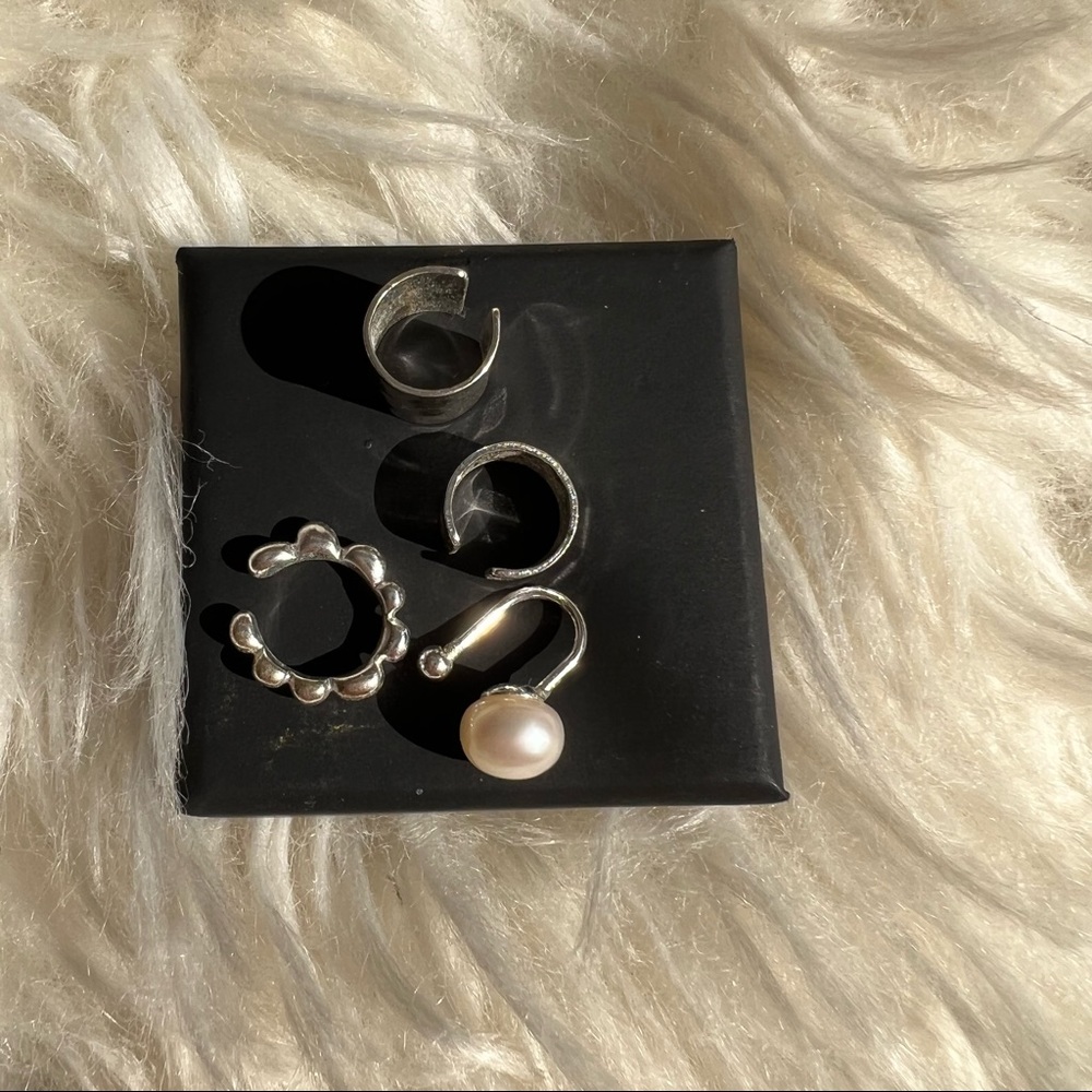 Set of 4 huggie ear cuffs
